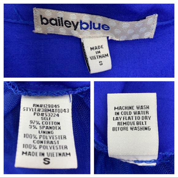 Bailey Blue Cobalt Belted Sleeveless A-Line Dress With Ruffle Bust Tule Underlay - Picture 14 of 16